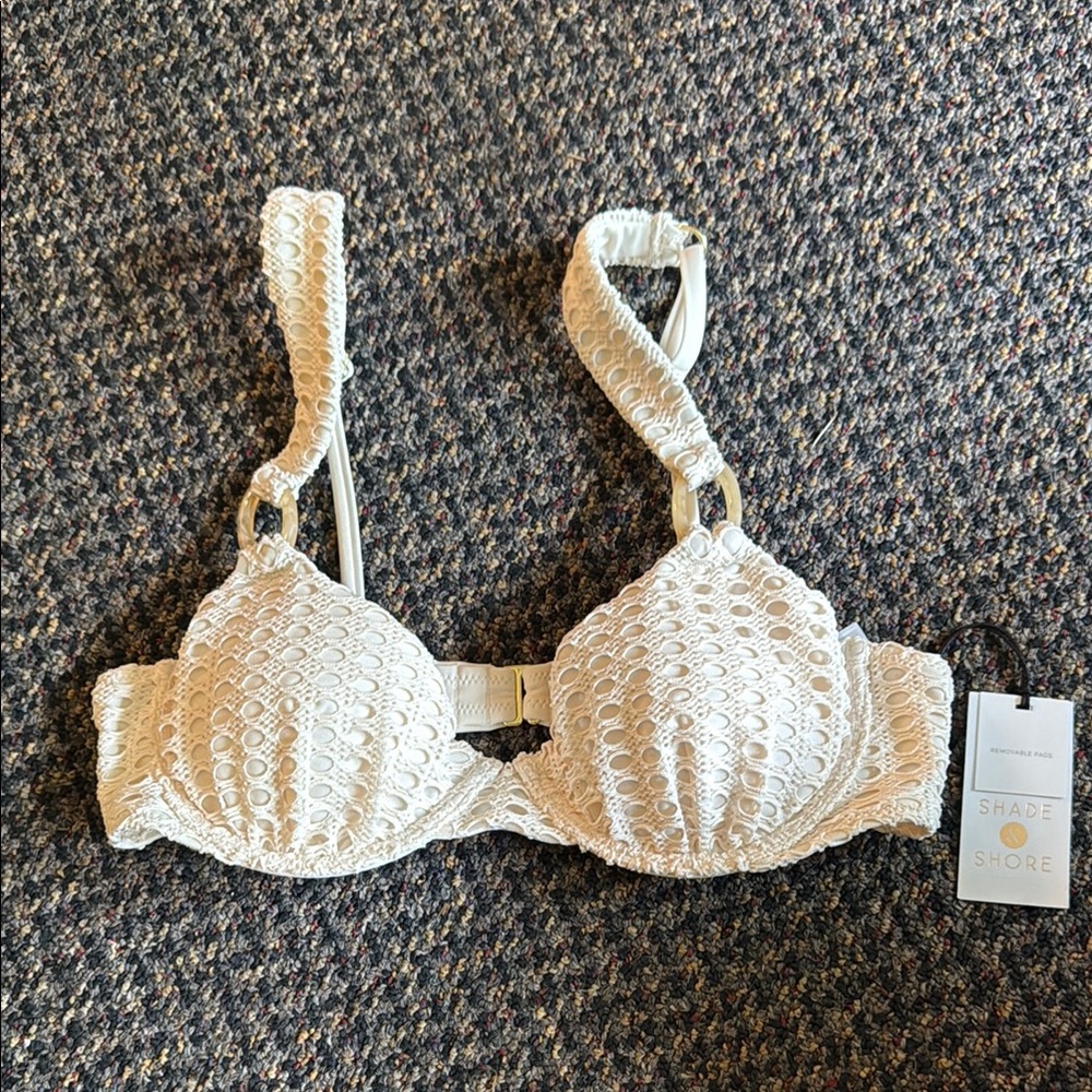 Shade & Shore White Lace Underwire Bra with Adjustable Straps